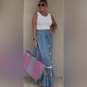 Blue Ruffled Skirt NWT